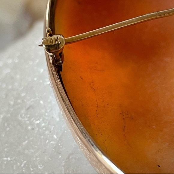 14K gold vintage cameo brooch “hebe and the eagle" - Picture 3 of 8